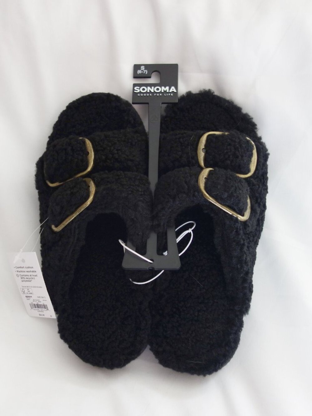 Sonoma Goods For Life Jinni Two Band Women's Slip-On Slippers S 6-7) Black NWT!